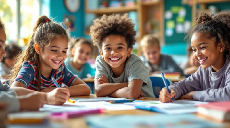 Gambar suasana kelas dengan siswa belajar bersama.